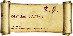 Kádas Jákó névjegykártya